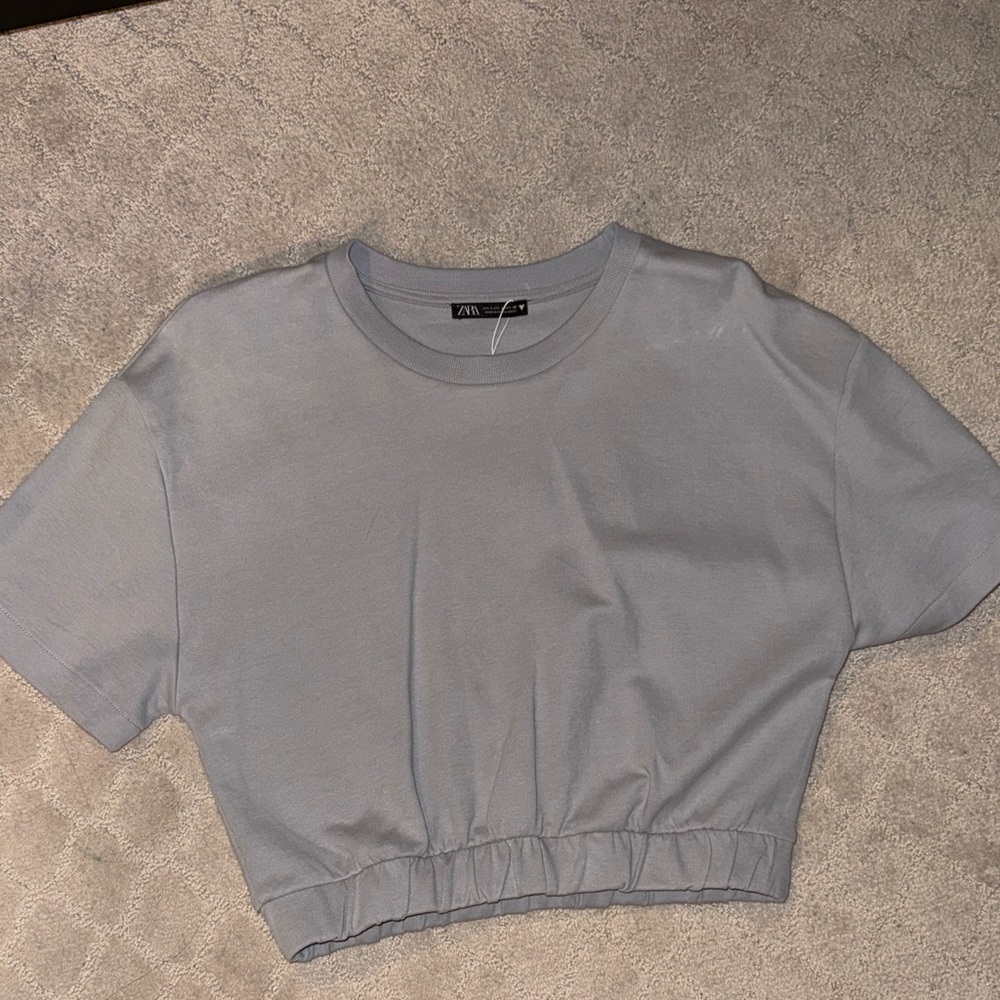 Zara Sky Blue Crop Top